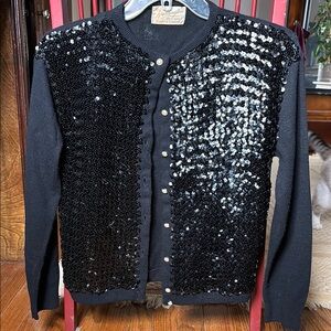 Vintage Black Sequin Cardigan